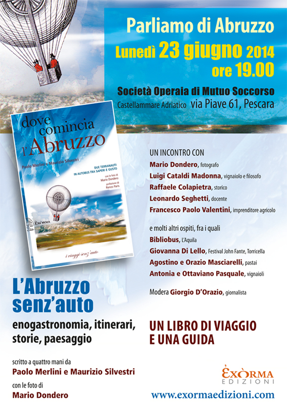 Locandina Dove comincia l'Abruzzo presentazione Pescara - 23 giugno 2014